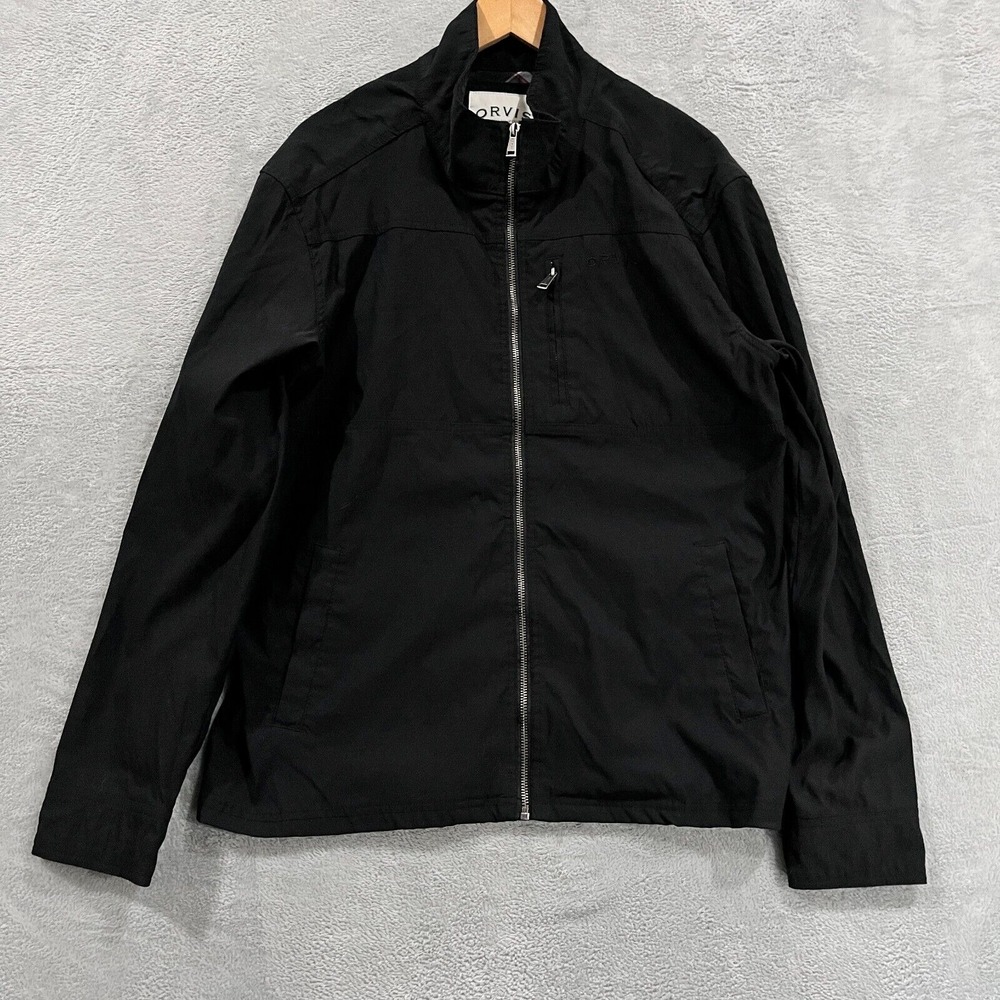 Orvis Jacket Men's Large Bomber Black Full‎ Zip Lightweight
